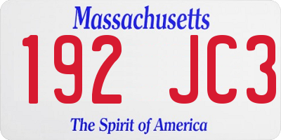 MA license plate 192JC3