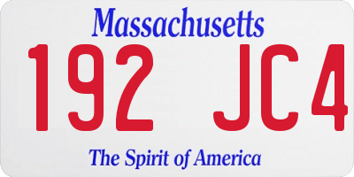 MA license plate 192JC4