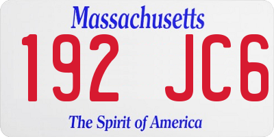 MA license plate 192JC6