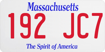 MA license plate 192JC7