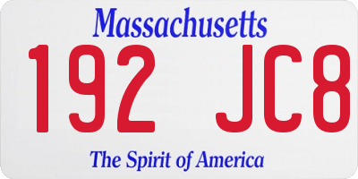 MA license plate 192JC8