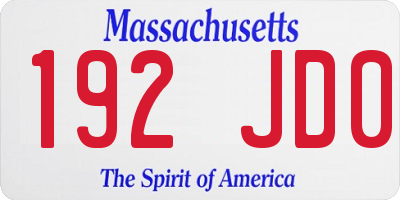 MA license plate 192JD0