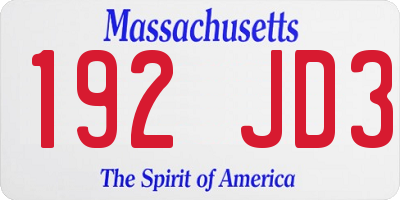 MA license plate 192JD3
