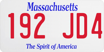 MA license plate 192JD4