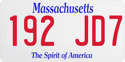 MA license plate 192JD7