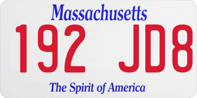 MA license plate 192JD8