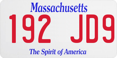 MA license plate 192JD9