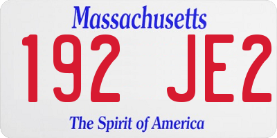 MA license plate 192JE2