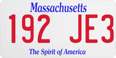 MA license plate 192JE3