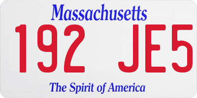 MA license plate 192JE5