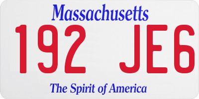 MA license plate 192JE6