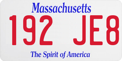 MA license plate 192JE8