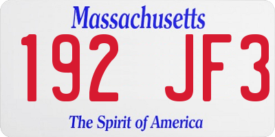 MA license plate 192JF3