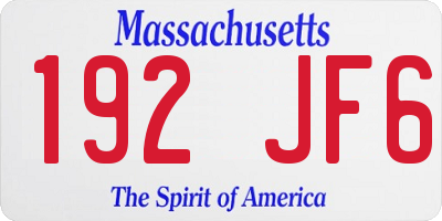 MA license plate 192JF6
