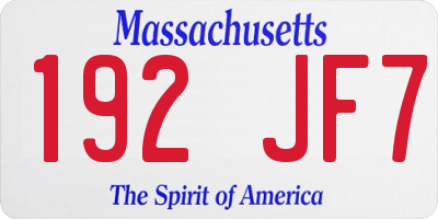 MA license plate 192JF7