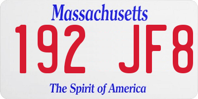 MA license plate 192JF8