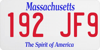 MA license plate 192JF9