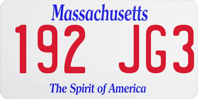 MA license plate 192JG3