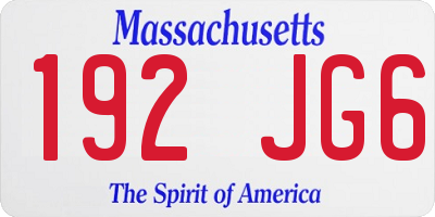 MA license plate 192JG6