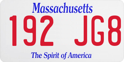 MA license plate 192JG8
