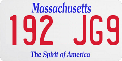 MA license plate 192JG9