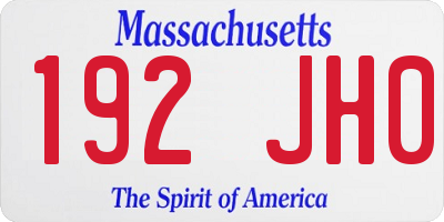 MA license plate 192JH0
