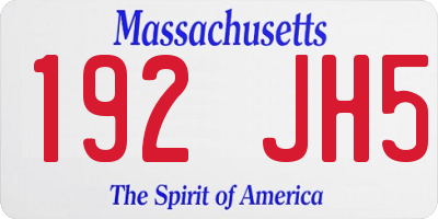 MA license plate 192JH5