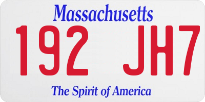 MA license plate 192JH7