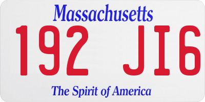 MA license plate 192JI6