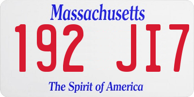 MA license plate 192JI7