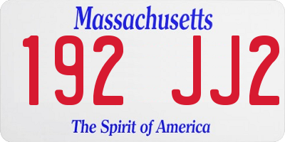 MA license plate 192JJ2