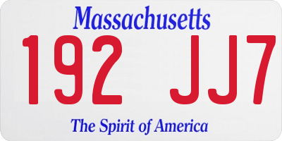 MA license plate 192JJ7