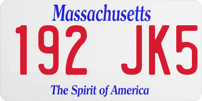 MA license plate 192JK5