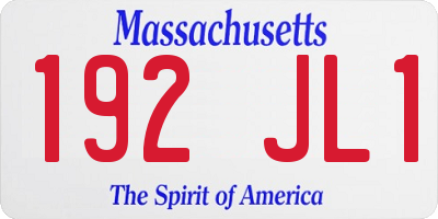 MA license plate 192JL1
