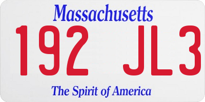 MA license plate 192JL3