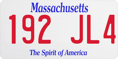 MA license plate 192JL4