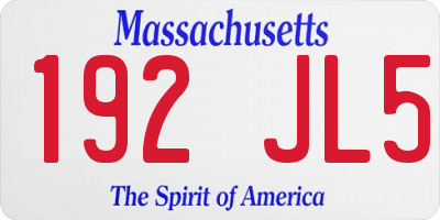 MA license plate 192JL5