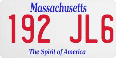 MA license plate 192JL6