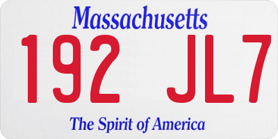 MA license plate 192JL7