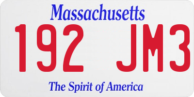 MA license plate 192JM3
