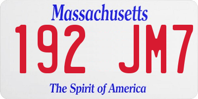 MA license plate 192JM7