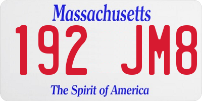 MA license plate 192JM8