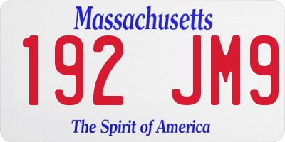 MA license plate 192JM9