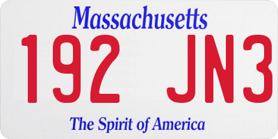 MA license plate 192JN3