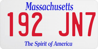 MA license plate 192JN7
