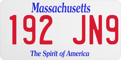 MA license plate 192JN9