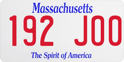 MA license plate 192JO0