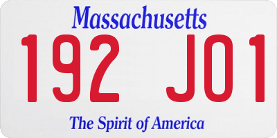 MA license plate 192JO1
