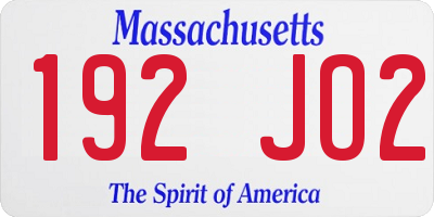 MA license plate 192JO2