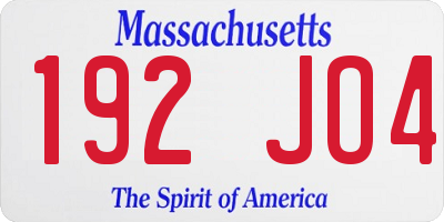 MA license plate 192JO4